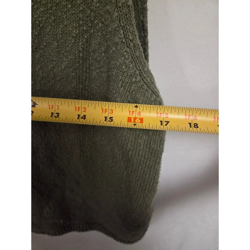 Tommy Bahama Womens Olive‎ Green V-Neck Knit Sweater Tank Top XL Scalloped Trim